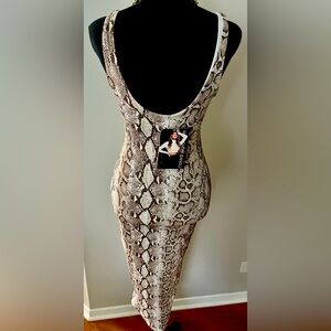 Naked Wardrobe snake print fitted dress
